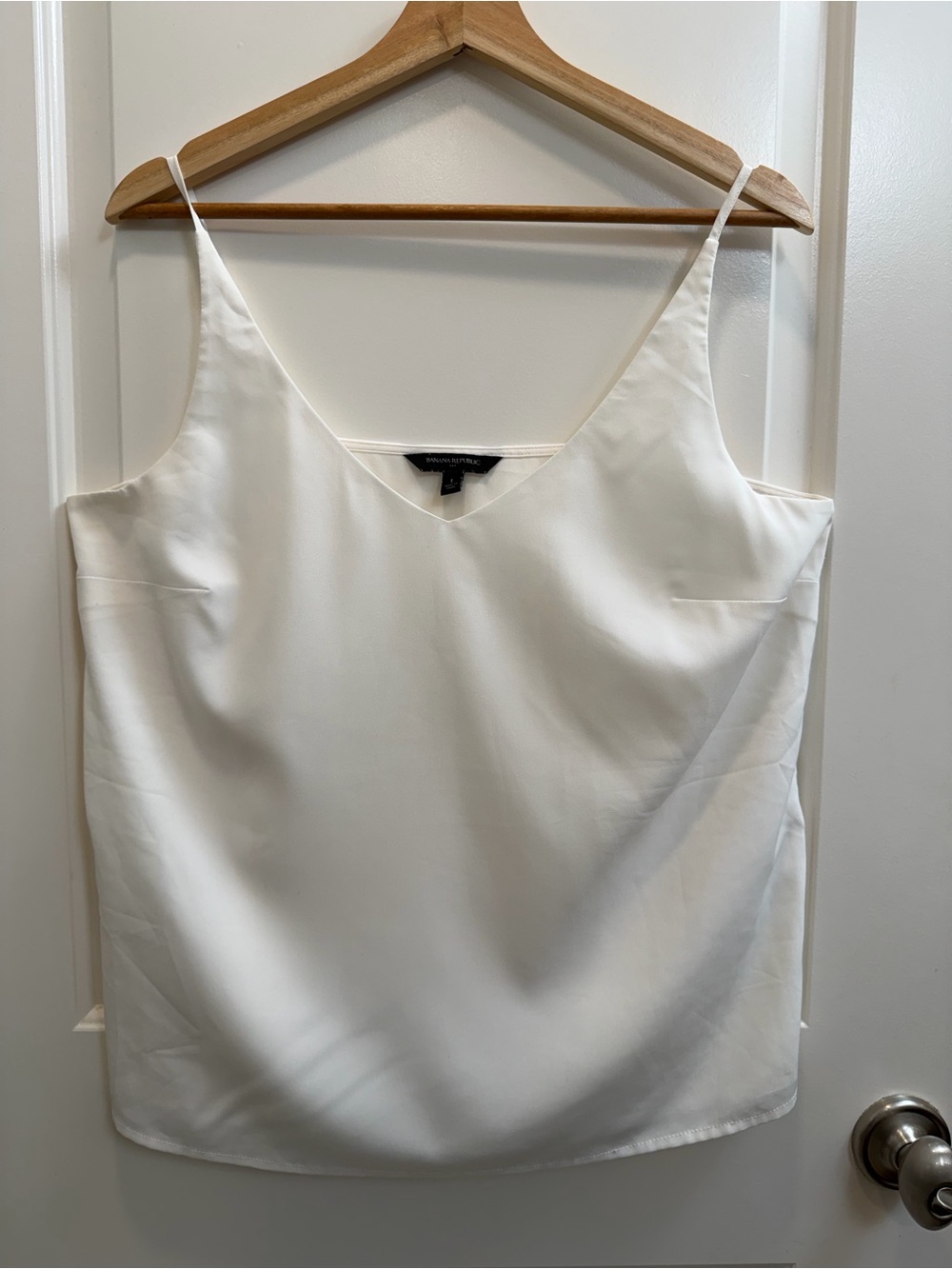 Banana Republic White V-Neck Satin Cami